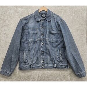 Vintage Denim Trucker Jacket Mens L Faded Monte Carlo Polo Jockey Club Heavy Y2K